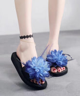 Neue modische Blumen-Strand-Slide-Sandalen mit Peep Toe